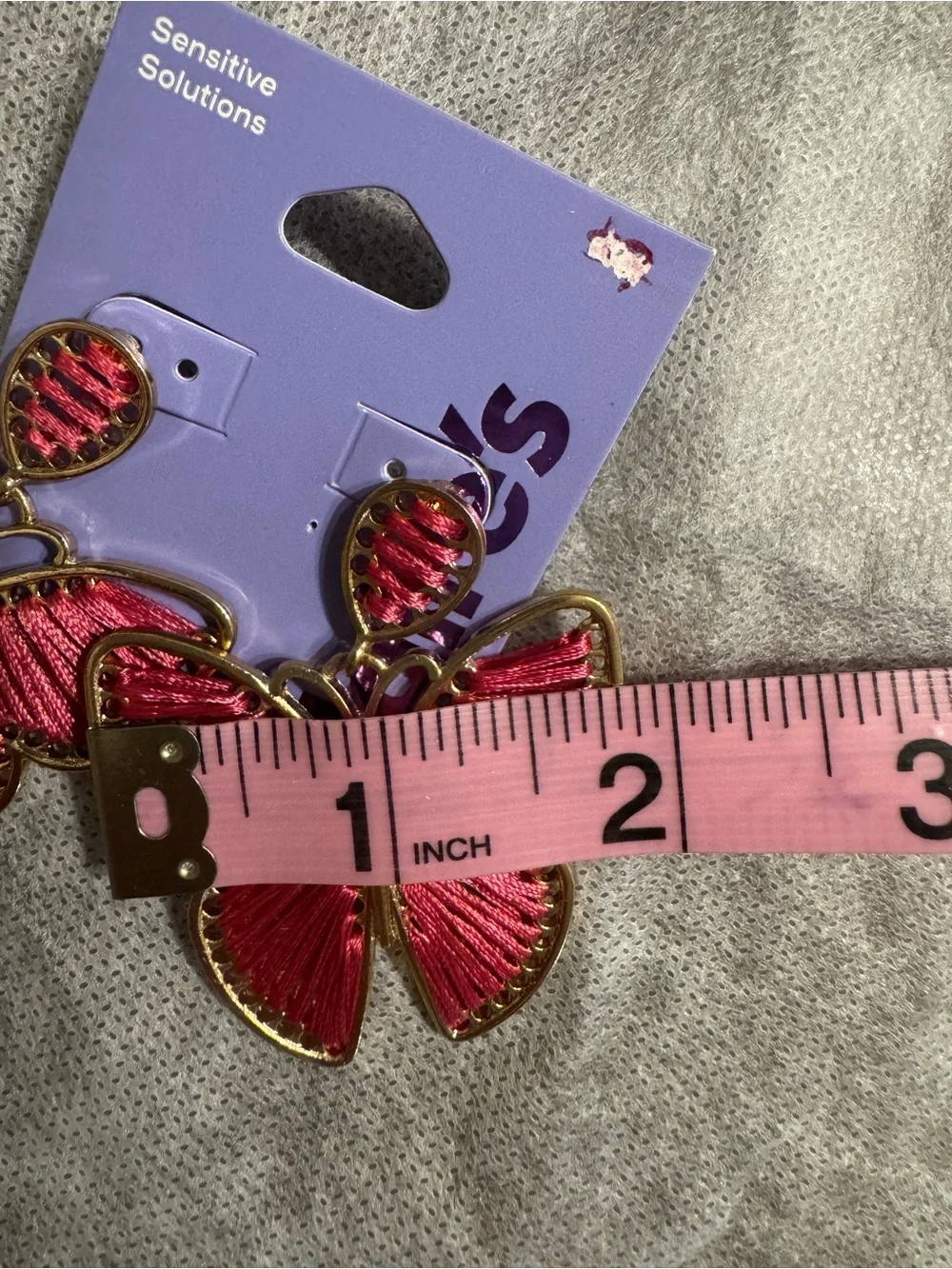 Claire's Gold-Tone Earrings with Pink Butterfly Wings